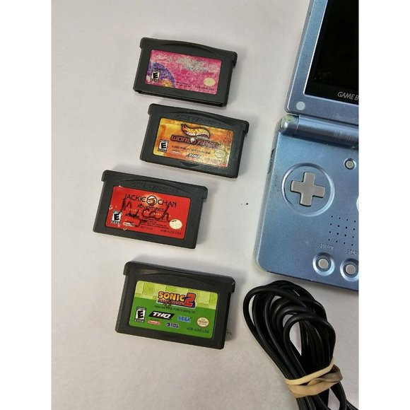 Nintendo Game Boy Advance SP Pearl Blue Bundle W/ 7 Games & Charger - Picture 4 of 10